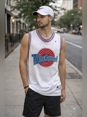 Champion Tune Squad Jersey Yosemite 6 Space Jam White Mesh Vintage L